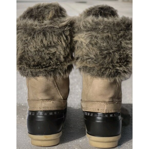 Etc! Faux Fur Snow Winter Boot Quilted Leather Lace-Up Boots Women's Size 7/8 - Picture 4 of 7